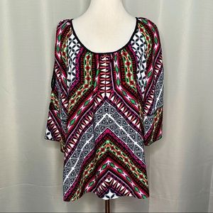 Gibson Latimer geo print cold shoulder. NWOT